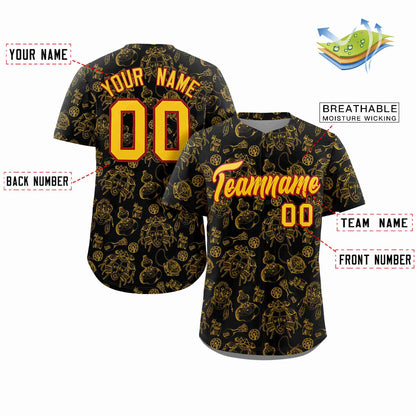 Custom Black 3D Graffiti Pattern Personalized Design Authentic Baseball Jersey