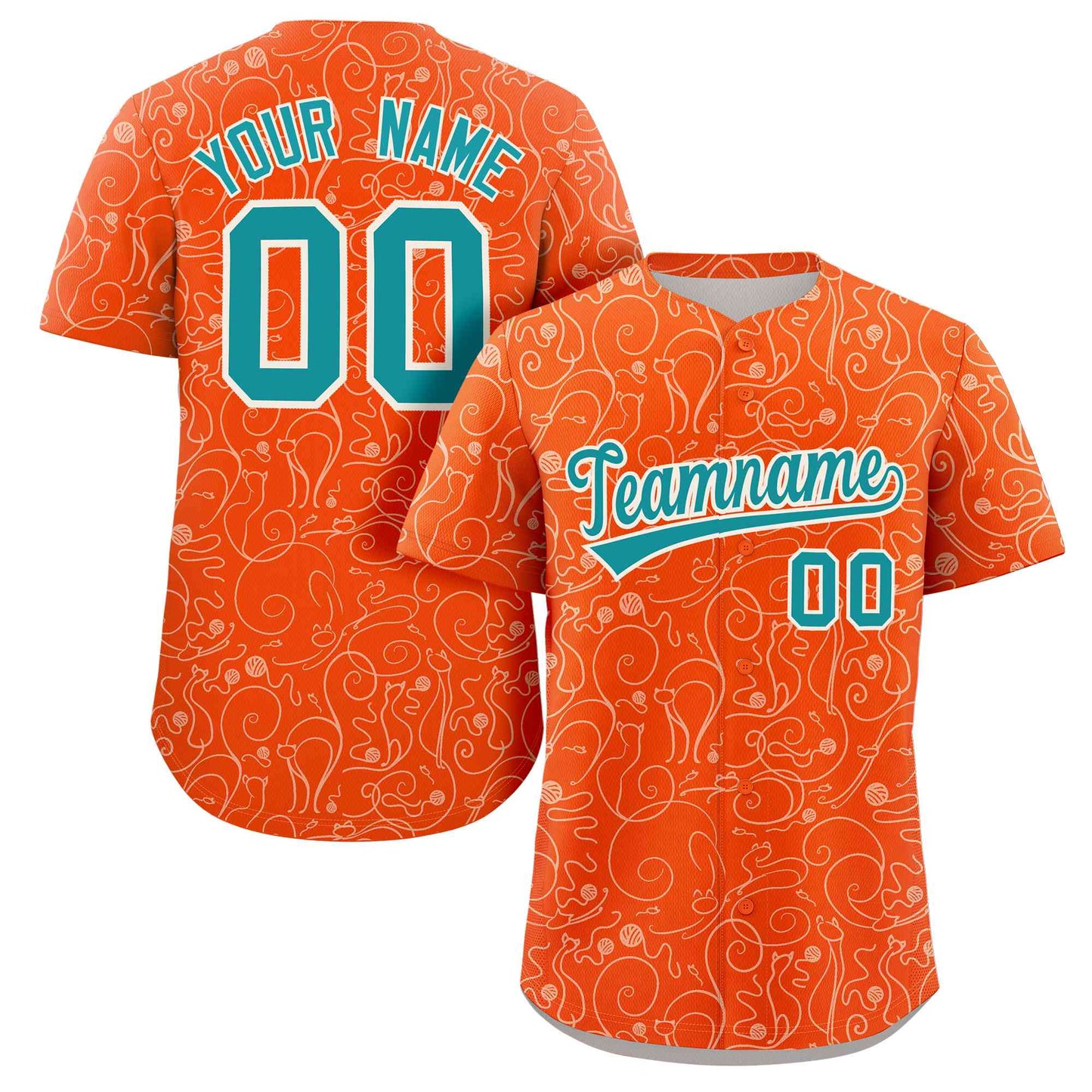 Custom Orange Cream Line Art Graffiti Pattern Design Authentic Baseball Jersey