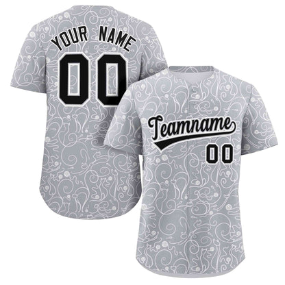 Custom Light Gray White Line Art Graffiti Pattern Design Authentic Baseball Jersey