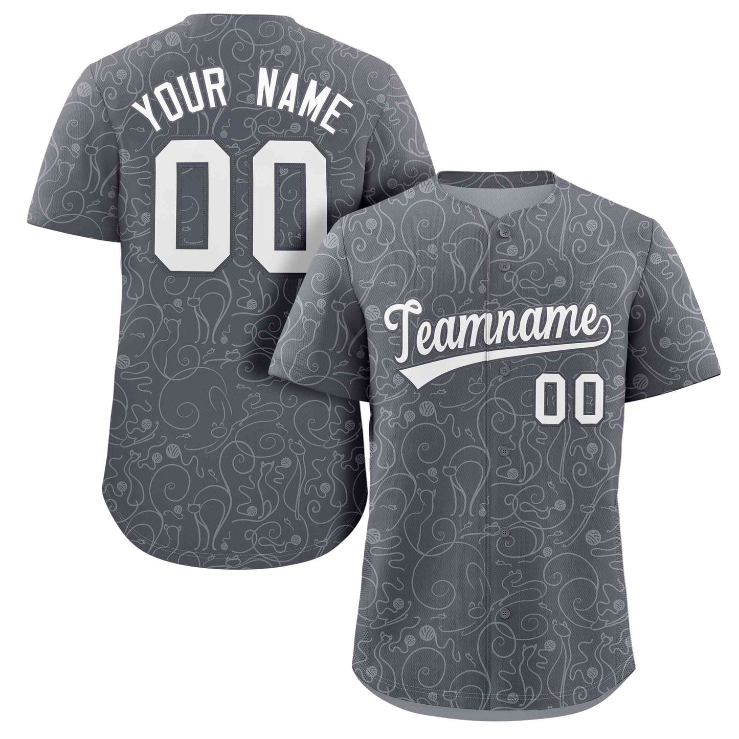 Custom Dark Gray Lt Gray Line Art Graffiti Pattern Design Authentic Baseball Jersey