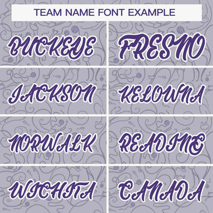 Custom Gray Purple Line Art Graffiti Pattern Design Authentic Baseball Jersey