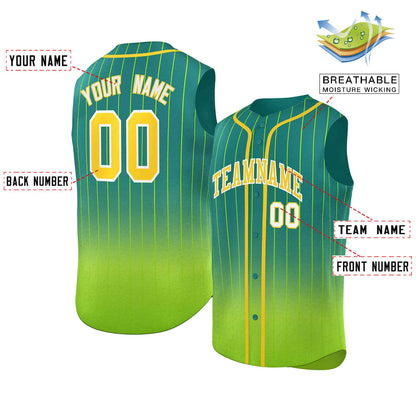 Custom Kelly Green Neon Green Gradient stripe Fashion Authentic Sleeveless Baseball Jersey