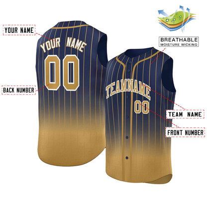 Custom Royal Old Gold Gradient stripe Fashion Authentic Sleeveless Baseball Jersey