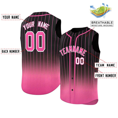 Custom Black Pink Gradient stripe Fashion Authentic Sleeveless Baseball Jersey