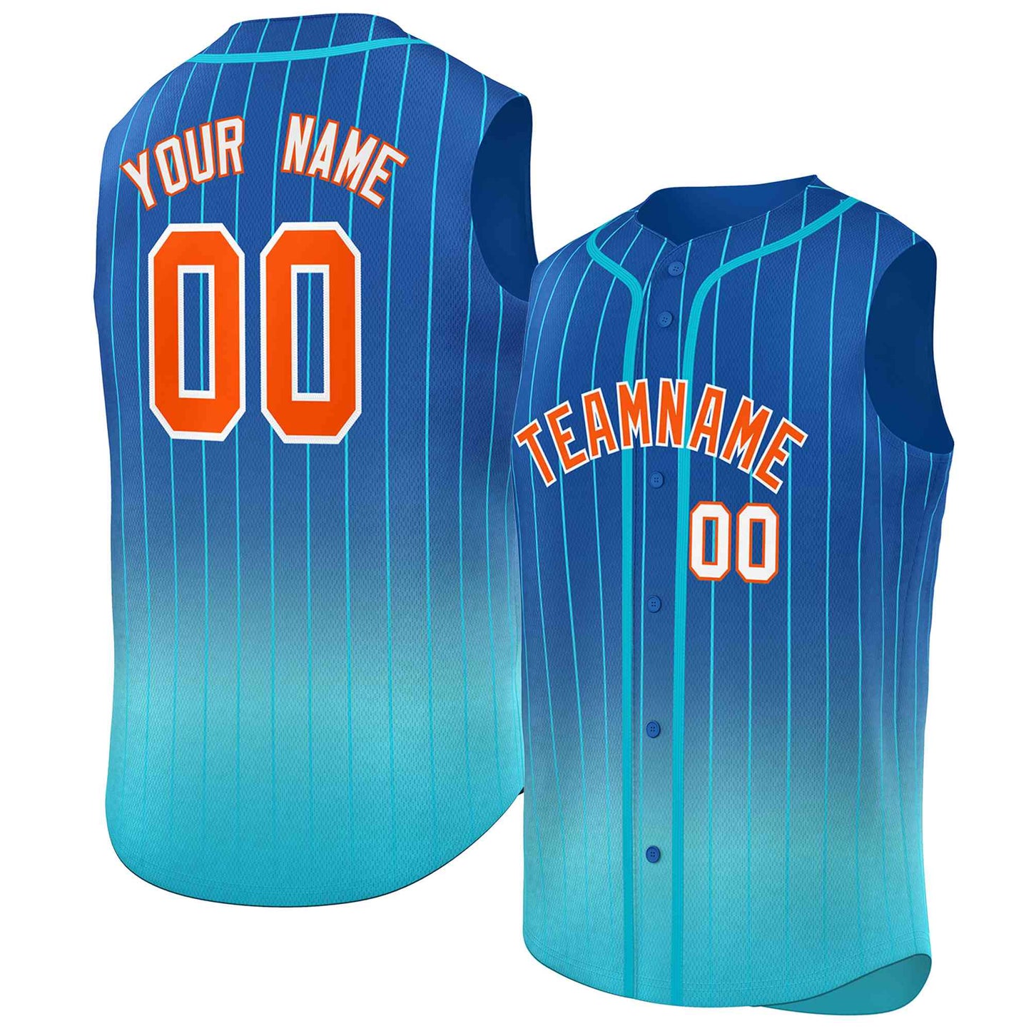 Custom Royal Sky Blue Gradient stripe Fashion Authentic Sleeveless Baseball Jersey