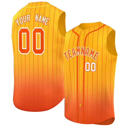 Custom Yellow Orange Gradient stripe Fashion Authentic Sleeveless Baseball Jersey