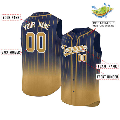 Custom Royal Old Gold Gradient stripe Fashion Authentic Sleeveless Baseball Jersey