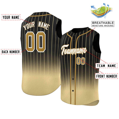 Custom Black Khaki Gradient stripe Fashion Authentic Sleeveless Baseball Jersey