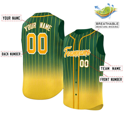 Custom Green Yellow Gradient stripe Fashion Authentic Sleeveless Baseball Jersey