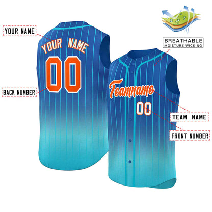 Custom Royal Sky Blue Gradient stripe Fashion Authentic Sleeveless Baseball Jersey