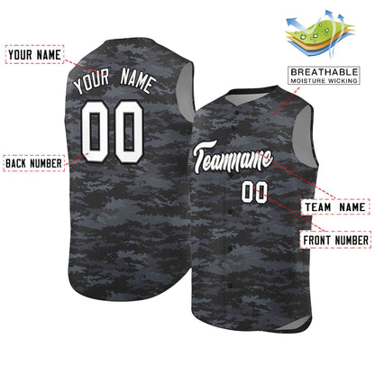 Custom Black Navy Camo Fashion Authentic Sleeveless Baseball Jersey