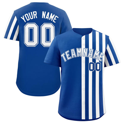 Custom Royal White Thick Stripe Fashion Design Authentic Baseball Jersey