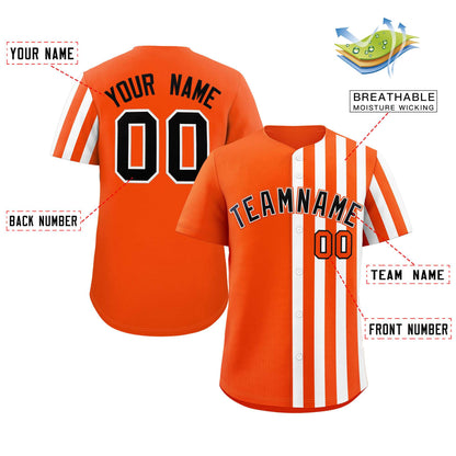 Custom Orange White Thick Stripe Fashion Design Authentic Baseball Jersey