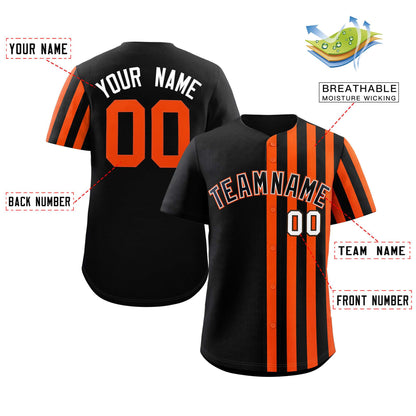 Custom Black Orange Thick Stripe Fashion Design Authentic Baseball Jersey