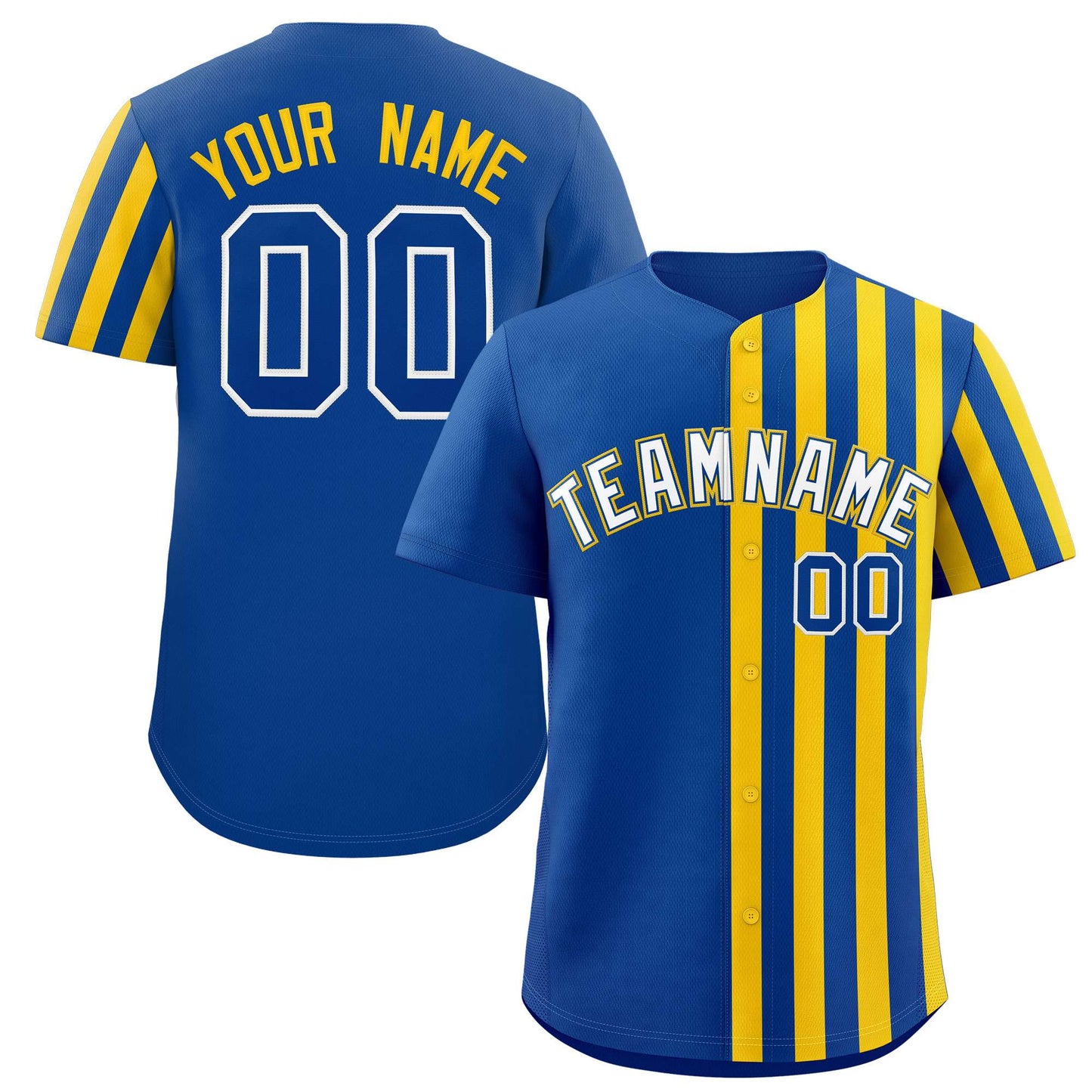 Custom Royal Gold Thick Stripe Fashion Design Authentic Baseball Jersey