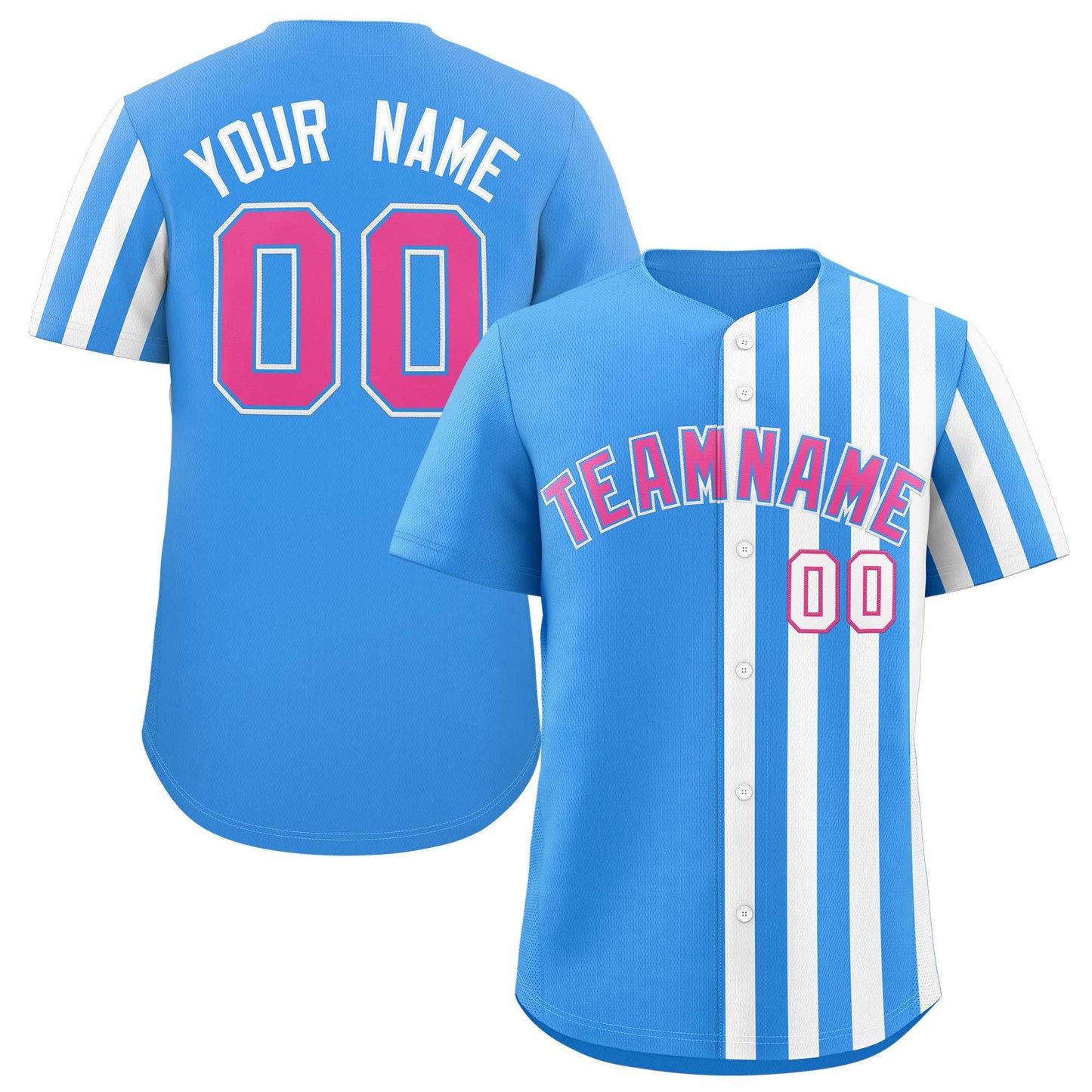 Custom Powder Blue White Thick Stripe Fashion Design Authentic Baseball Jersey