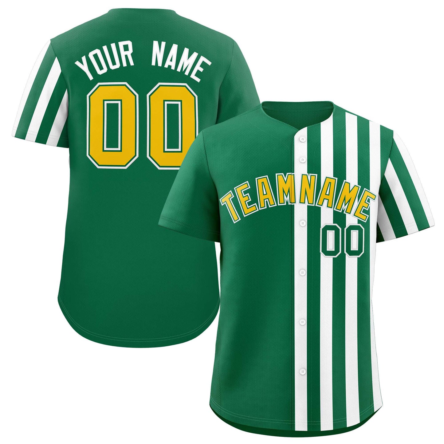 Custom Kelly Green White Thick Stripe Fashion Design Authentic Baseball Jersey