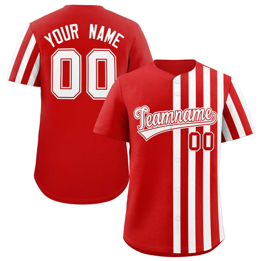 Custom Red White Thick Stripe Fashion Design Authentic Baseball Jersey