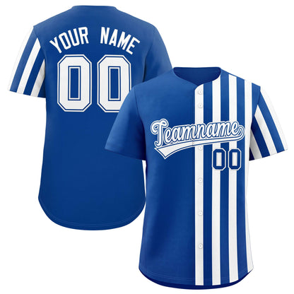 Custom Royal White Thick Stripe Fashion Design Authentic Baseball Jersey