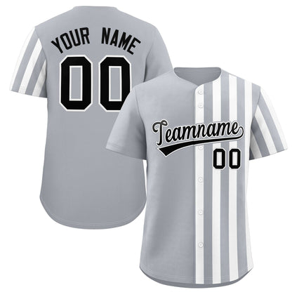 Custom Light Gray White Thick Stripe Fashion Design Authentic Baseball Jersey