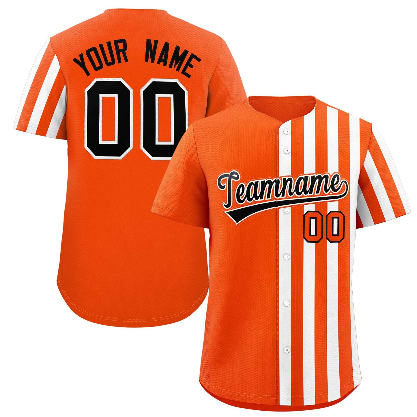 Custom Orange White Thick Stripe Fashion Design Authentic Baseball Jersey