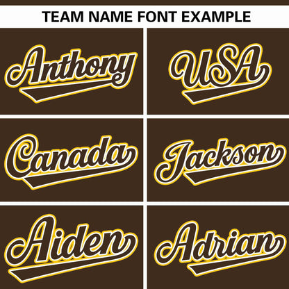 Custom Brown Gold Thick Stripe Fashion Design Authentic Baseball Jersey