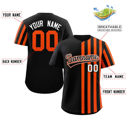 Custom Black Orange Thick Stripe Fashion Design Authentic Baseball Jersey