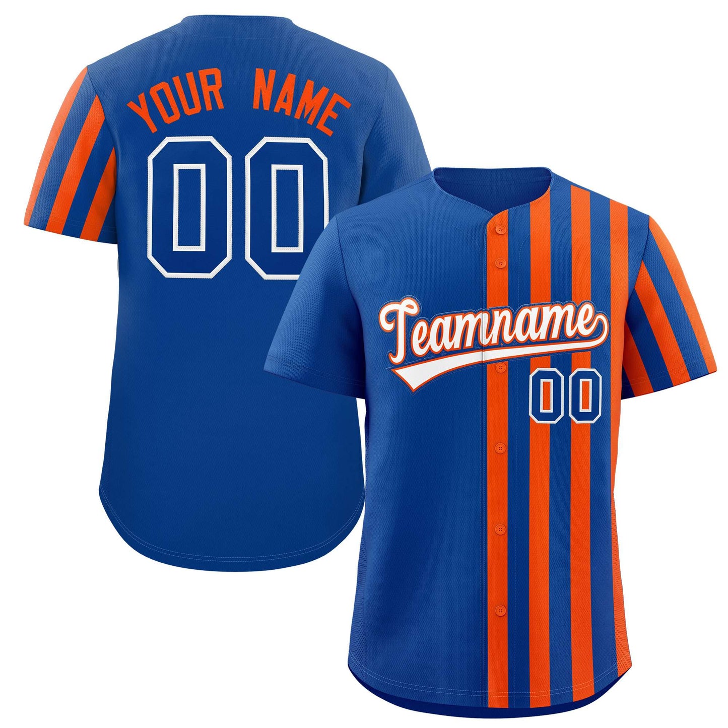 Custom Royal Orange Thick Stripe Fashion Design Authentic Baseball Jersey