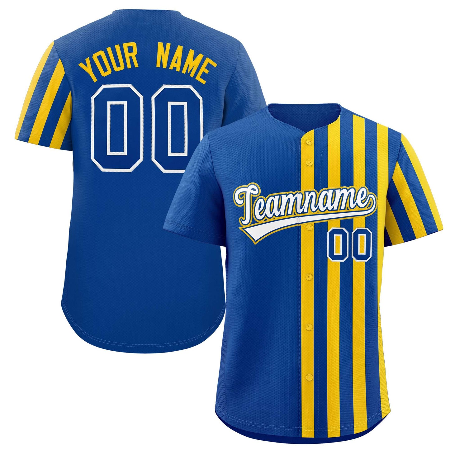 Custom Royal Gold Thick Stripe Fashion Design Authentic Baseball Jersey