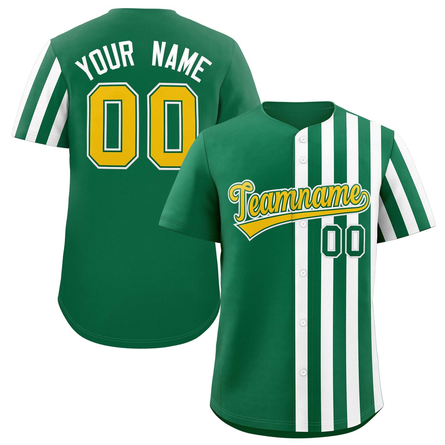 Custom Kelly Green White Thick Stripe Fashion Design Authentic Baseball Jersey