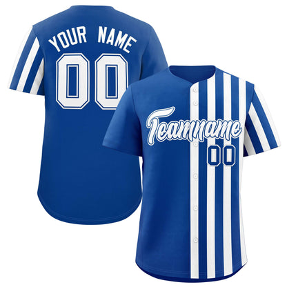 Custom Royal White Thick Stripe Fashion Design Authentic Baseball Jersey