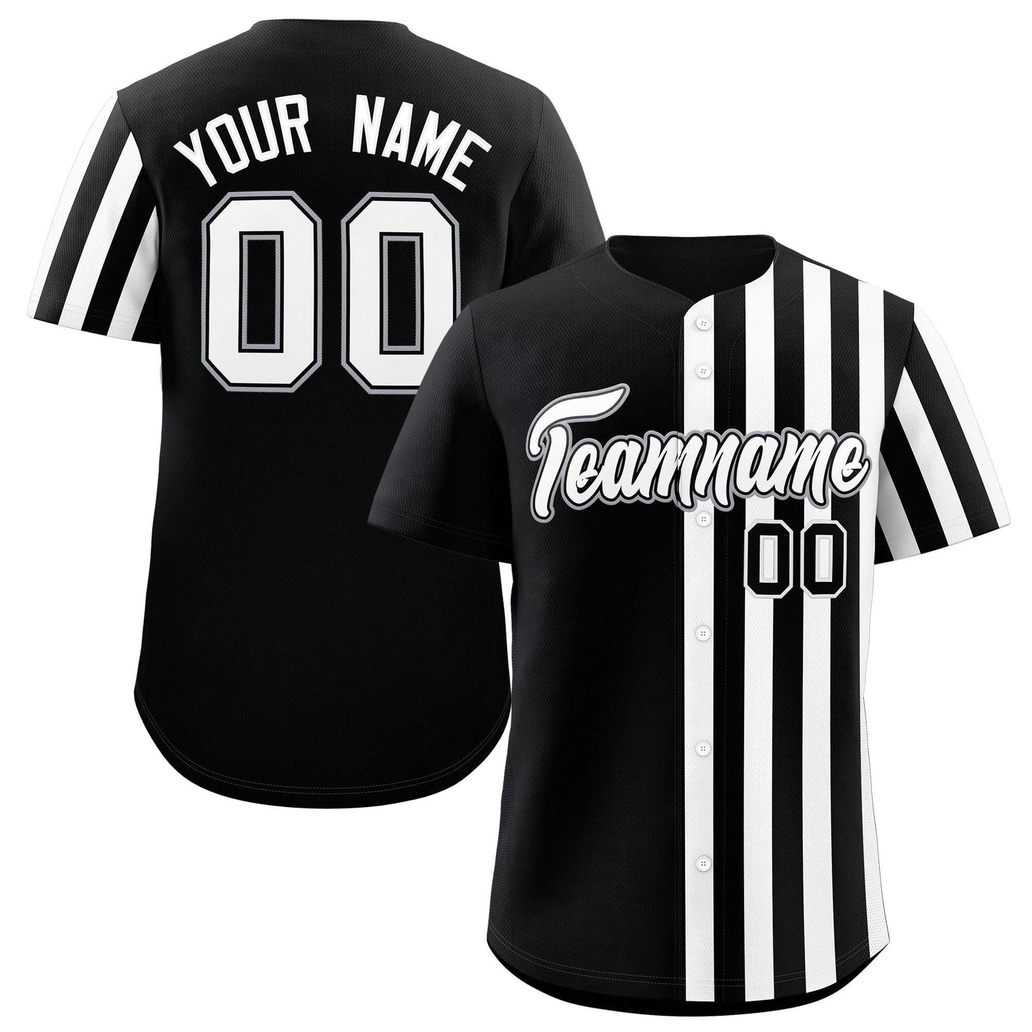 Custom Black White Thick Stripe Fashion Design Authentic Baseball Jersey