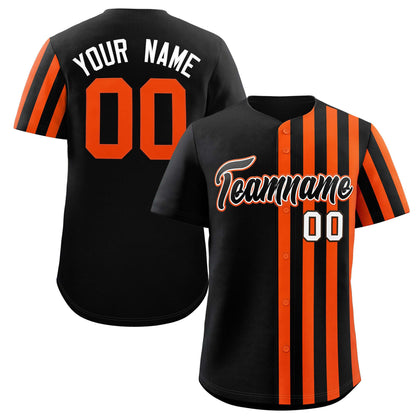 Custom Black Orange Thick Stripe Fashion Design Authentic Baseball Jersey