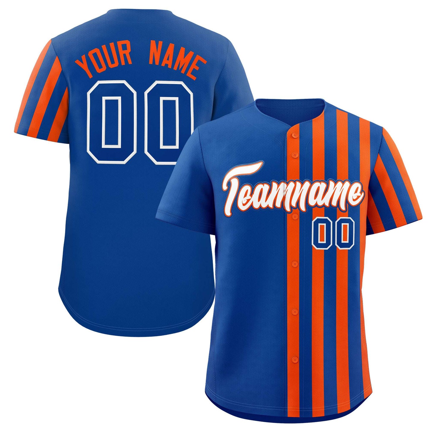 Custom Royal Orange Thick Stripe Fashion Design Authentic Baseball Jersey