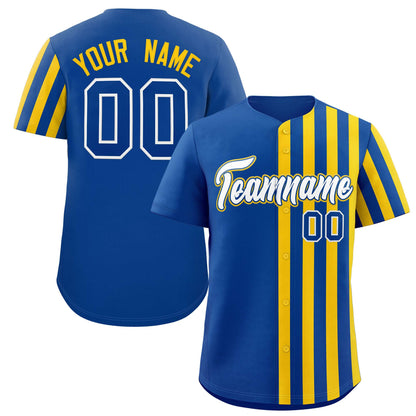 Custom Royal Gold Thick Stripe Fashion Design Authentic Baseball Jersey