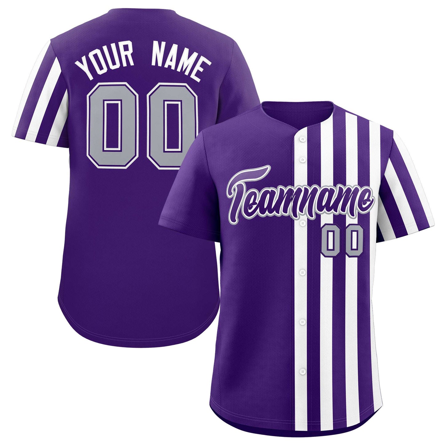 Custom Purple White Thick Stripe Fashion Design Authentic Baseball Jersey