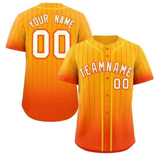 Custom Yellow Orange-White Gradient Stripe Fashion Authentic Baseball Jersey