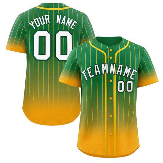 Custom Teal Yellow-White Gradient Stripe Fashion Authentic Baseball Jersey