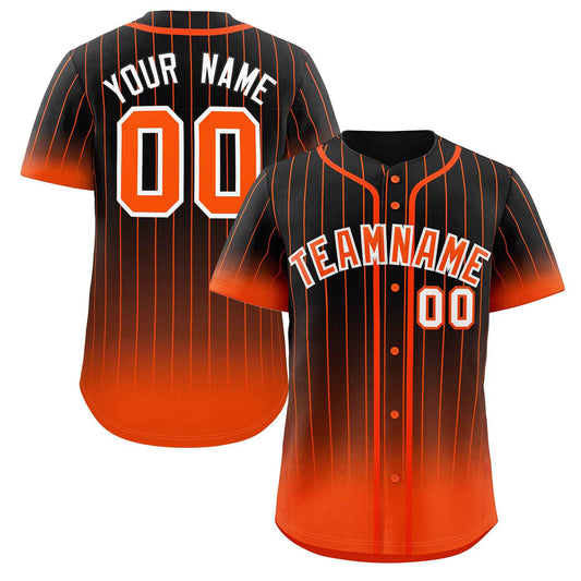 Custom Black Orange-White Gradient Stripe Fashion Authentic Baseball Jersey