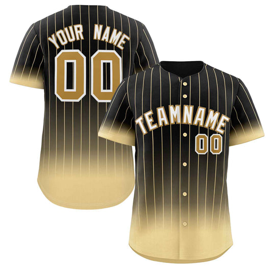 Custom Black Khaki-White Gradient Stripe Fashion Authentic Baseball Jersey