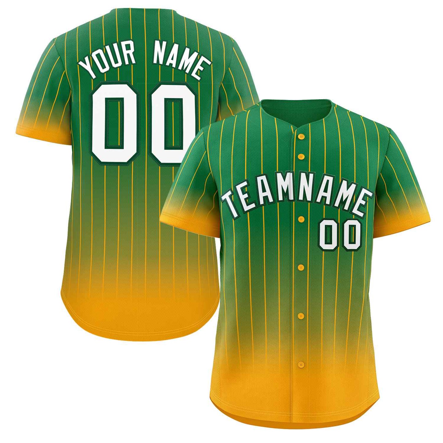 Custom Teal Yellow-White Gradient Stripe Fashion Authentic Baseball Jersey