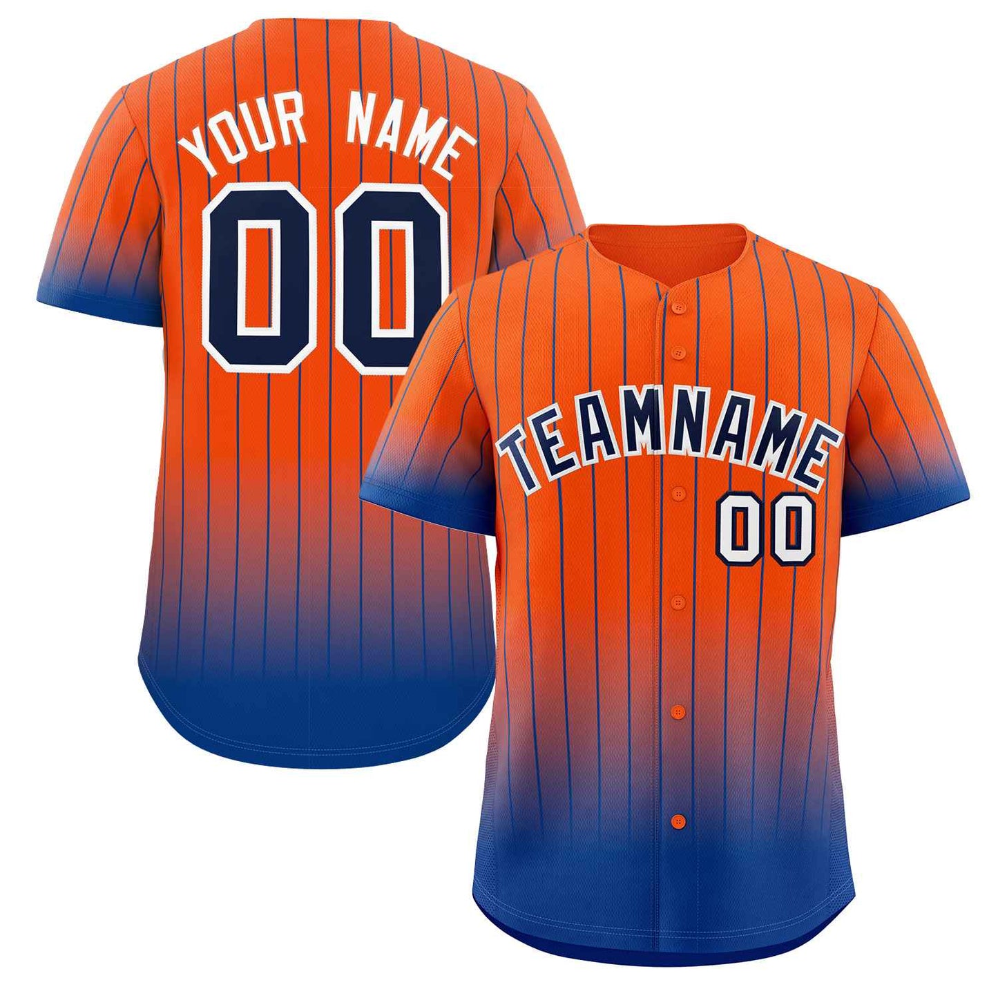 Custom Orange Royal-White Gradient Stripe Fashion Authentic Baseball Jersey