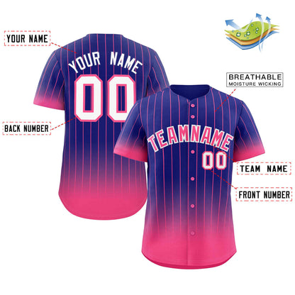 Custom Purple Pink-White Gradient Stripe Fashion Authentic Baseball Jersey