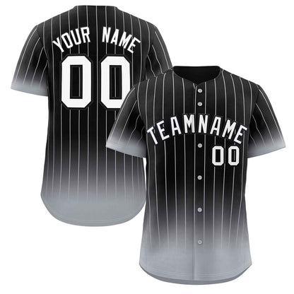 Custom Black Gray-White Gradient Stripe Fashion Authentic Baseball Jersey