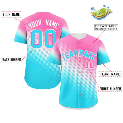 Custom Pink Sky Blue Tiny Spot Gradient Fashion Authentic Baseball Jersey