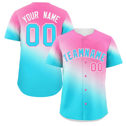 Custom Pink Sky Blue Tiny Spot Gradient Fashion Authentic Baseball Jersey