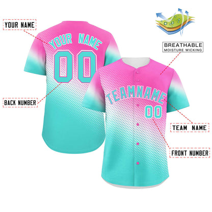 Custom Rose Red Aqua Tiny Spot Gradient Fashion Authentic Baseball Jersey