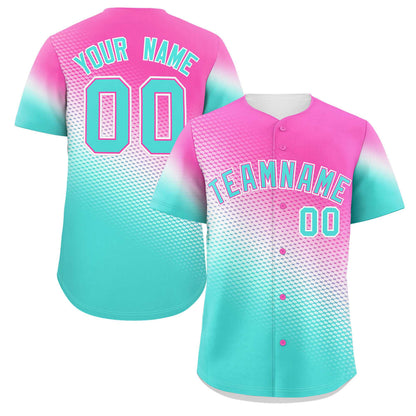 Custom Rose Red Aqua Tiny Spot Gradient Fashion Authentic Baseball Jersey