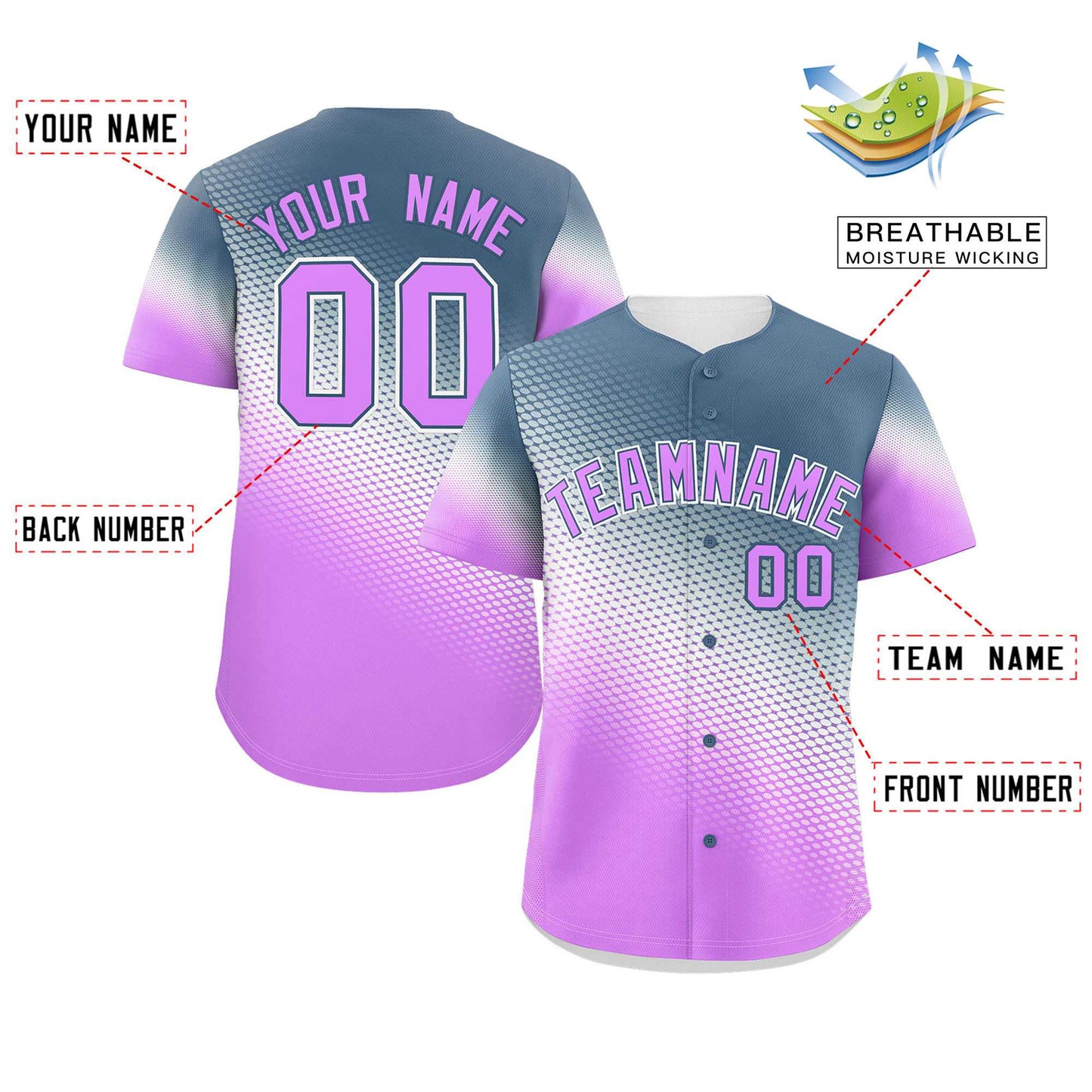 Custom Gray Pink Tiny Spot Gradient Fashion Authentic Baseball Jersey