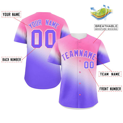 Custom Pink Purple Tiny Spot Gradient Fashion Authentic Baseball Jersey